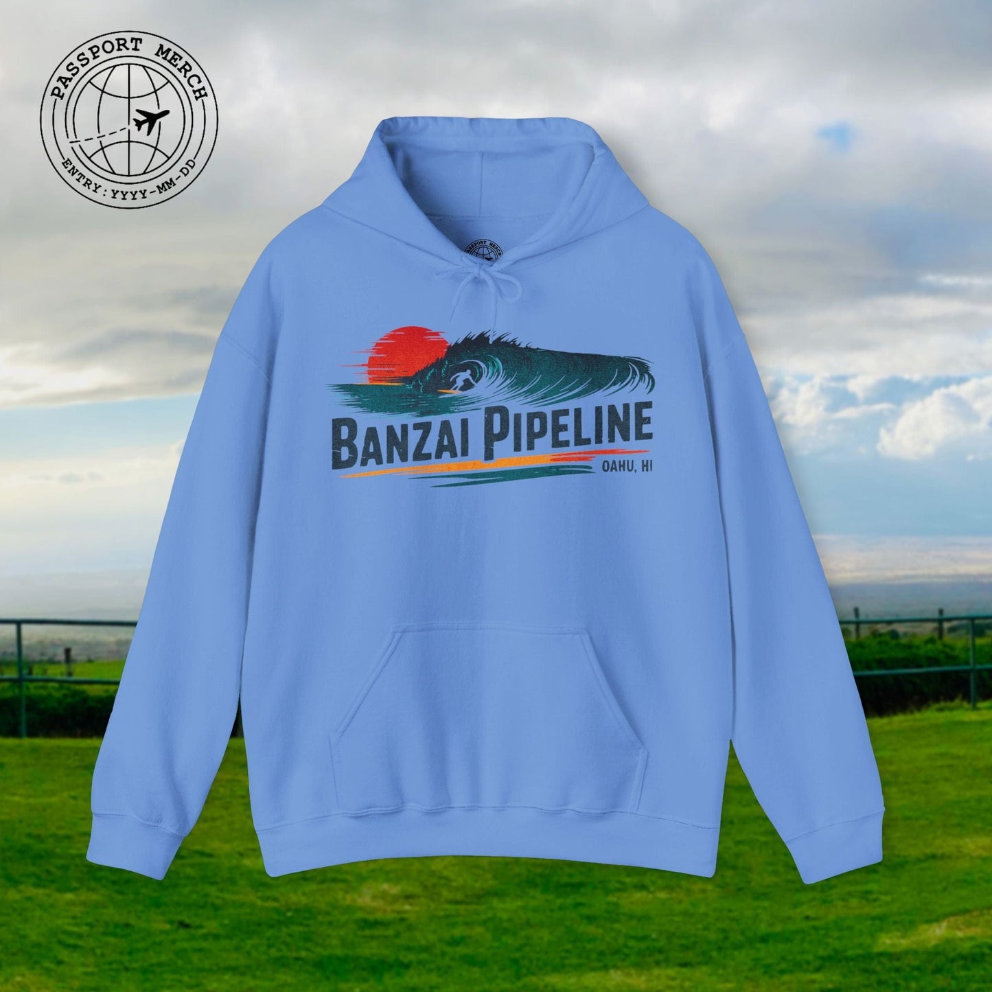 Banzai Pipeline, Oahu, Hawaii - Vibrant Surf Retro Hoodie