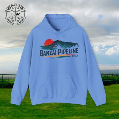 Banzai Pipeline, Oahu, Hawaii - Vibrant Surf Retro Hoodie