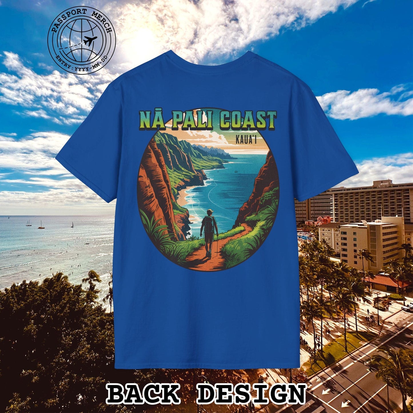 Napali Coast, Kauai, Hawaii, Back Print T-Shirt