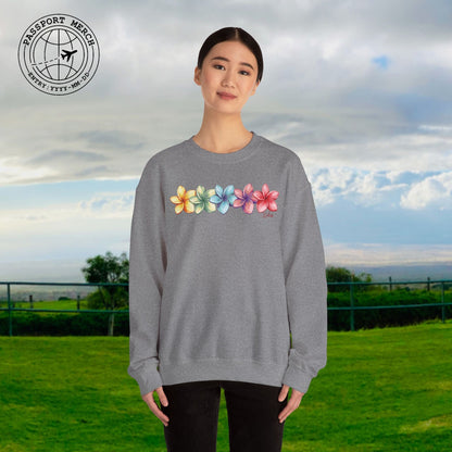 Five Vibrant Plumerias, Hawaii Crewneck