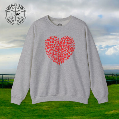 Valentine's Hawaiian Plumeria Heart Crewneck