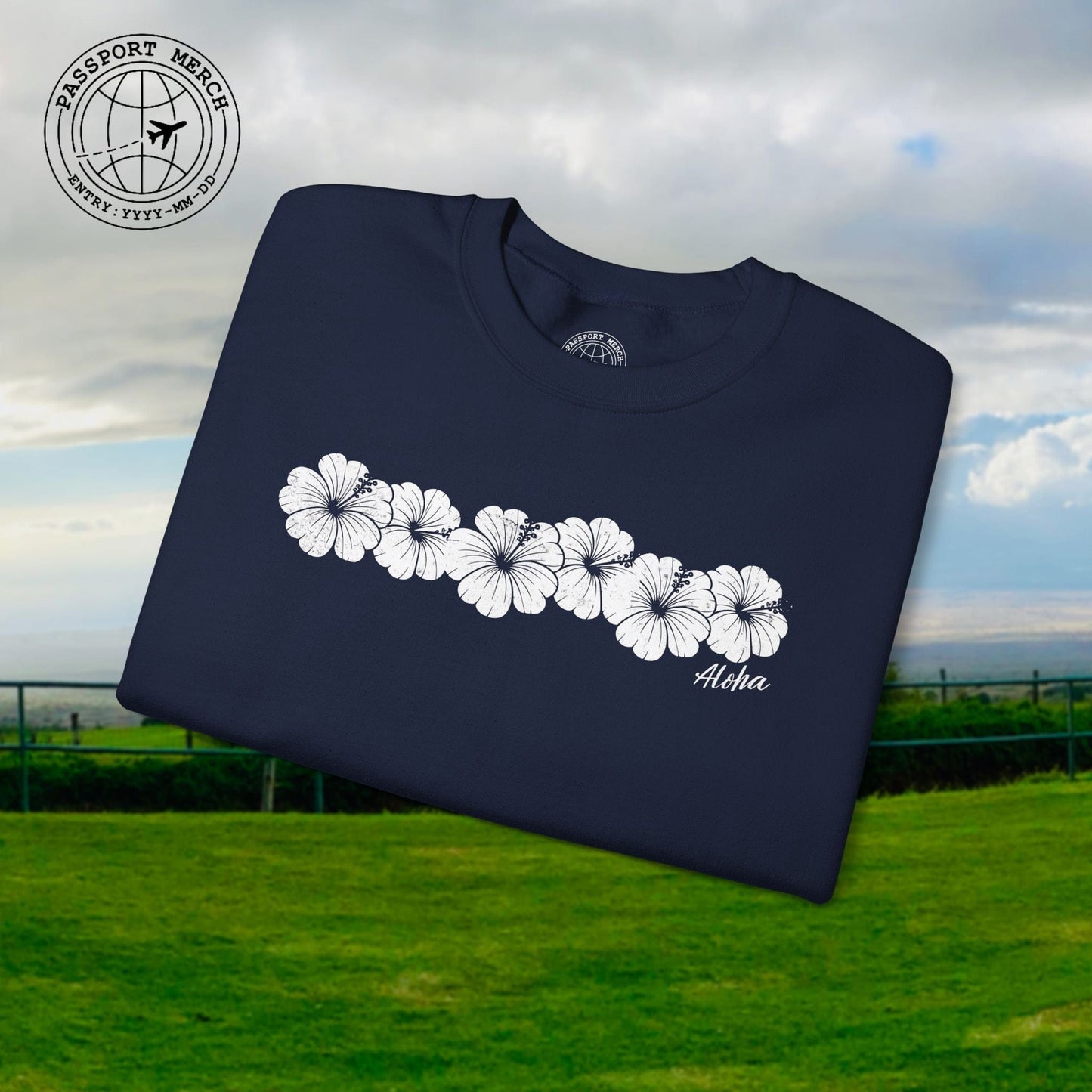 Monochrome Hibiscus, Hawaii Crewneck