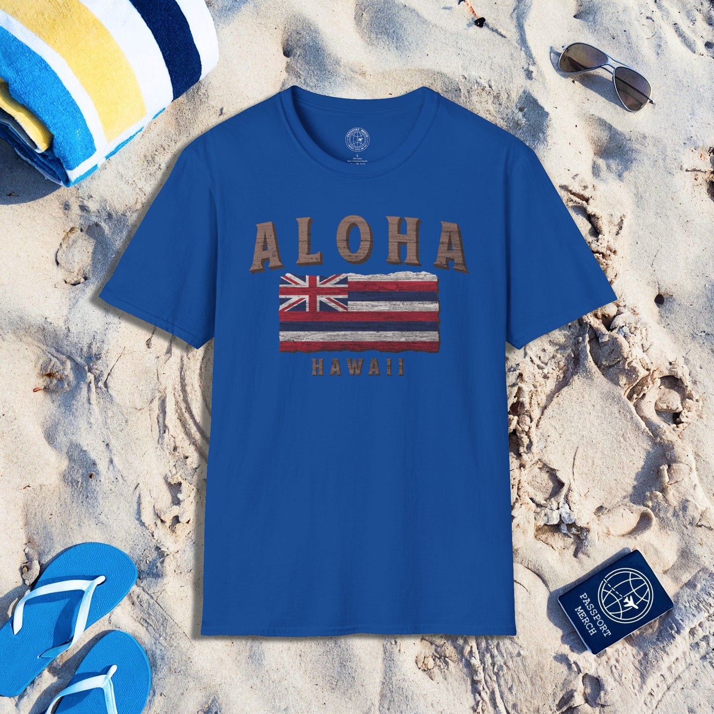 Koa Wood Aloha Hawaiian Flag T-Shirt