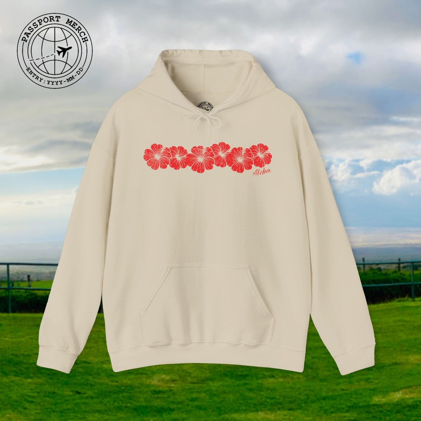 RED Monochrome Hibiscus, Hawaii Hoodie