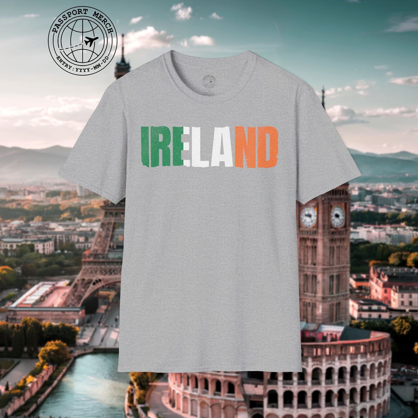 Vintage Ireland Patriotism Letter Flag T-Shirt