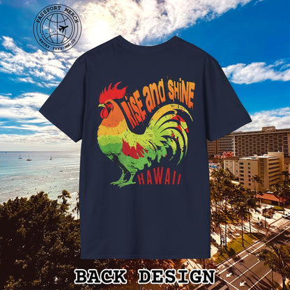 Rise and Shine Rooster, Hawaii, Back Print T-Shirt