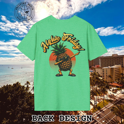 Aloha Friday Dabbing Pineapple Hawaii, Back Print T-Shirt
