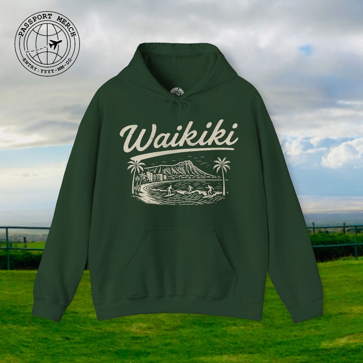 Monochrome Dreams of Waikiki, Hawaii Hoodie