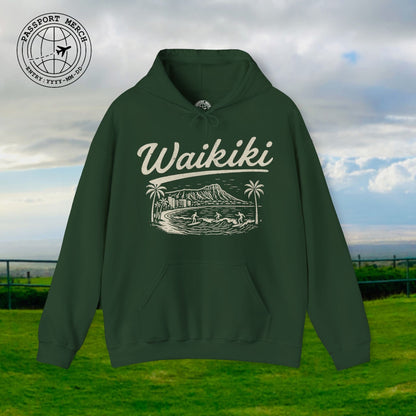 Monochrome Dreams of Waikiki, Hawaii Hoodie