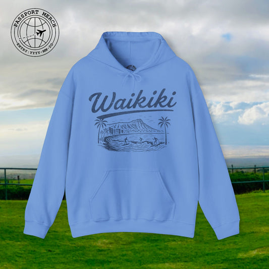 Monochrome Dreams of Waikiki, Hawaii Hoodie