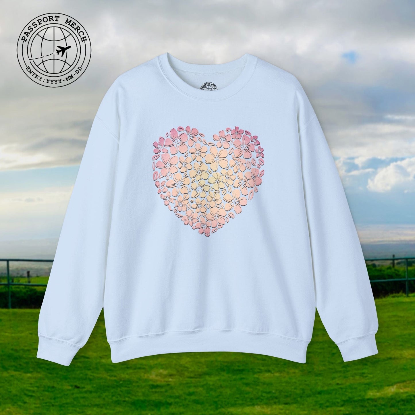 Hawaiian Plumeria Heart Crewneck