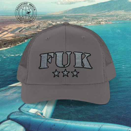Classic Military, Fukuoka Japan Airport Code (FUK) Embroidered Trucker Hat