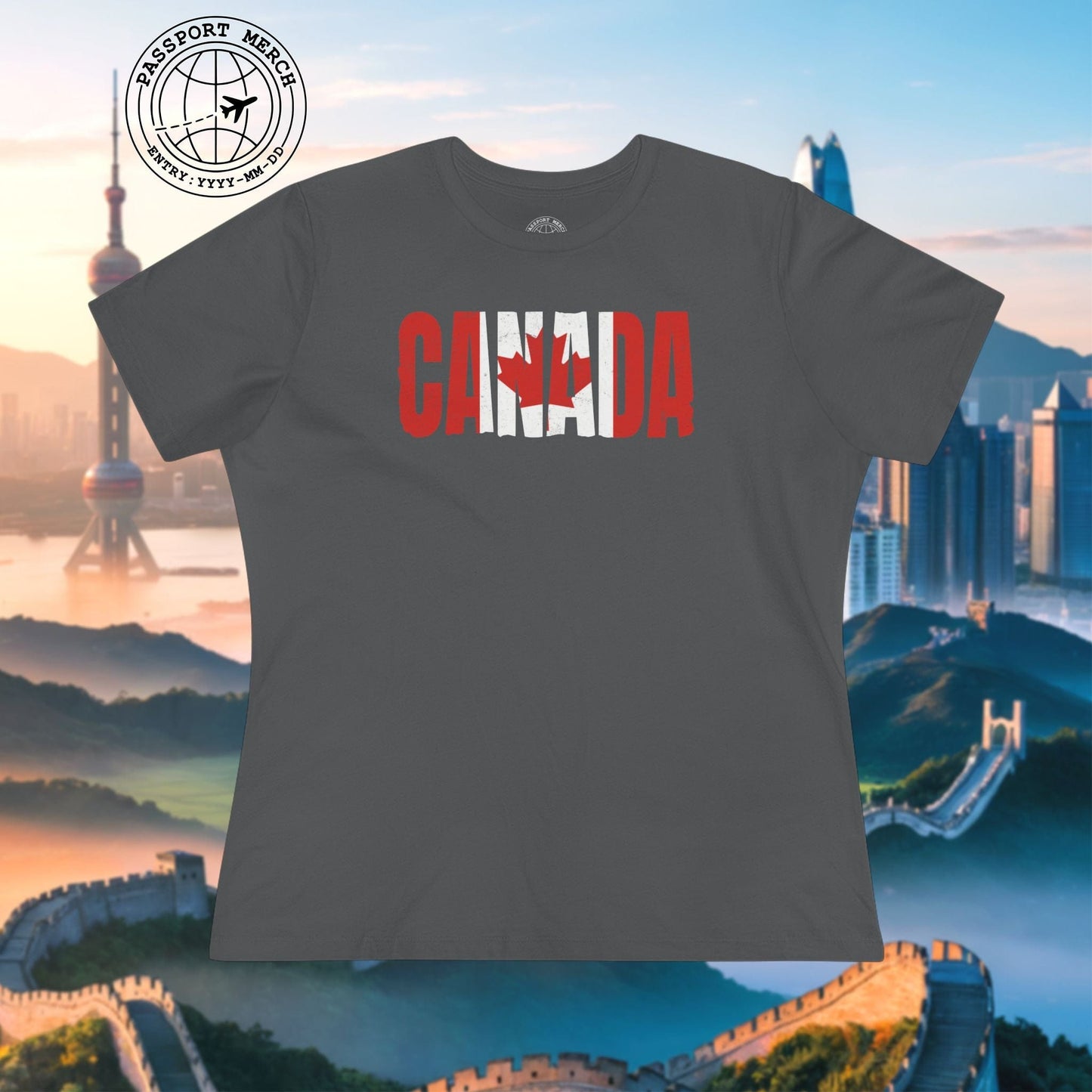 Vintage Canada Patriotism Letter Flag, Womens Fit T-Shirt
