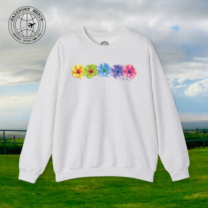 Five Vibrant Hibiscus, Hawaii Crewneck