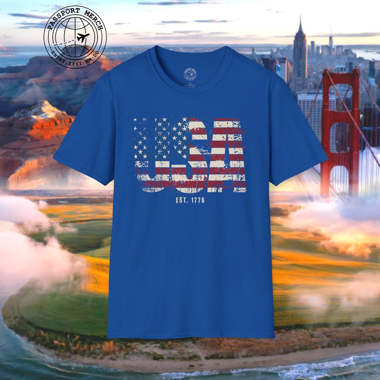 Vintage Distressed USA Letter Flag T-Shirt