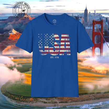 Vintage Distressed USA Letter Flag T-Shirt