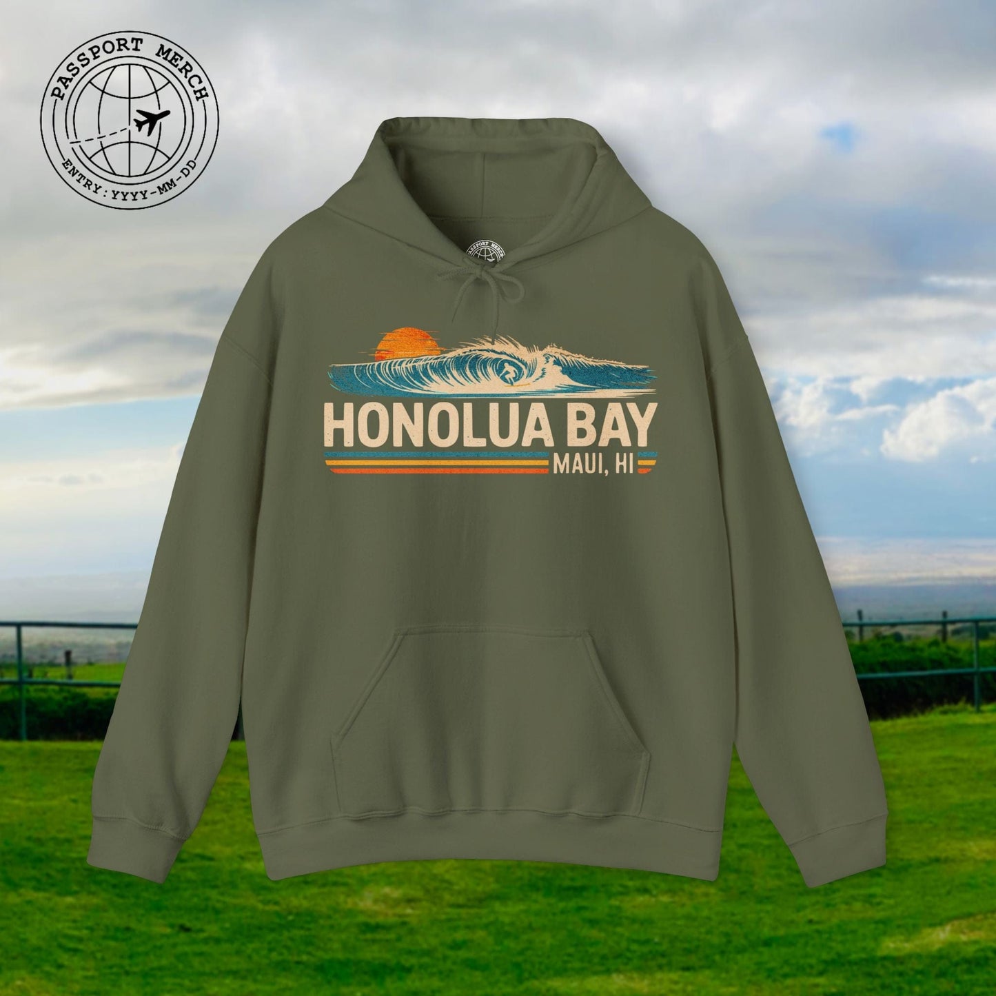 Honolua Bay, Maui, Hawaii - Vibrant Surf Retro Hoodie