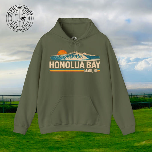 Honolua Bay, Maui, Hawaii - Vibrant Surf Retro Hoodie