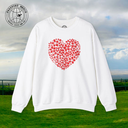 Valentine's Hawaiian Plumeria Heart Crewneck