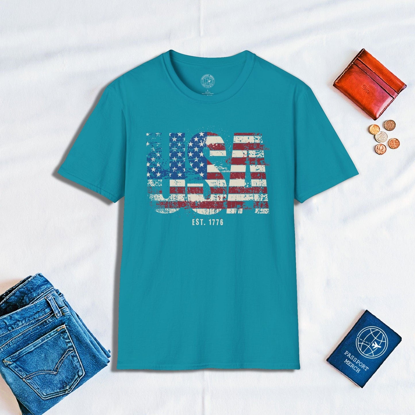 Vintage Distressed USA Letter Flag T-Shirt