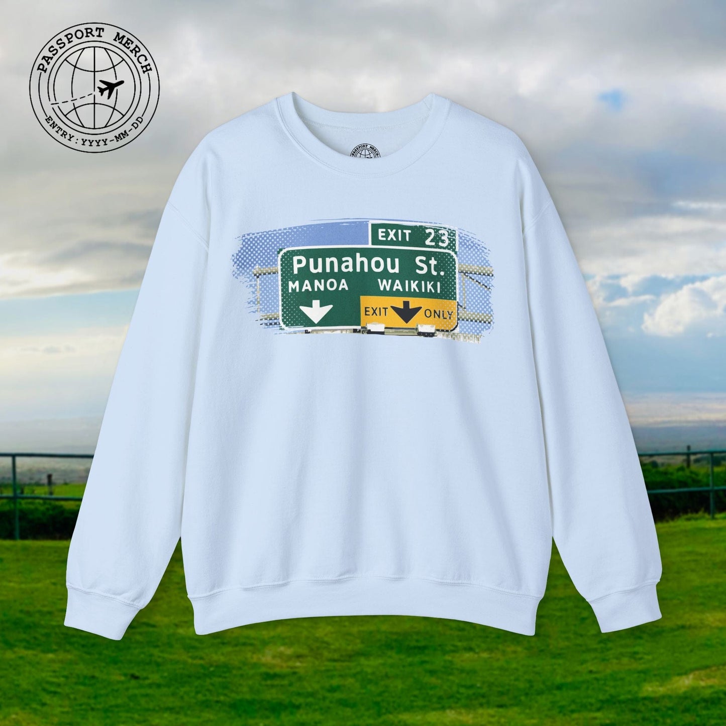 Signs of Wanderlust, Waikiki, Exit Only, Hawaii Crewneck