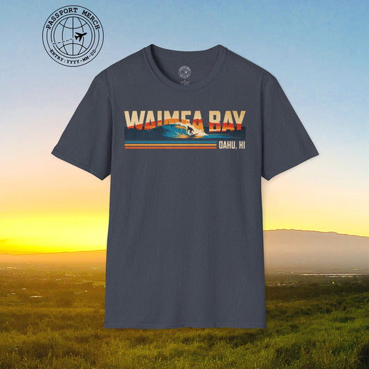 Waimea Bay, Oahu, Hawaii - Vibrant Surf Retro T-Shirt