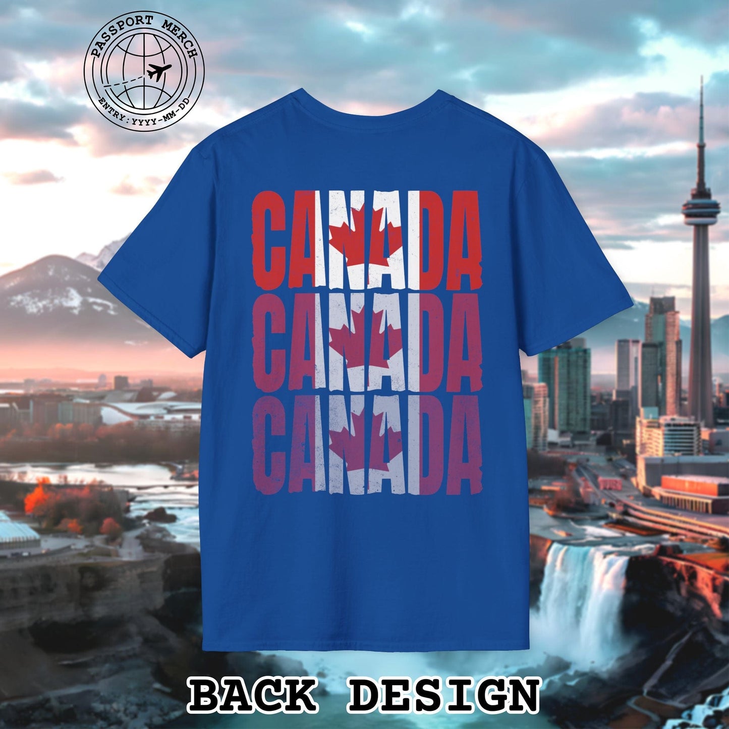 Vintage Canada Patriotism Letter Flag, Back Print T-Shirt