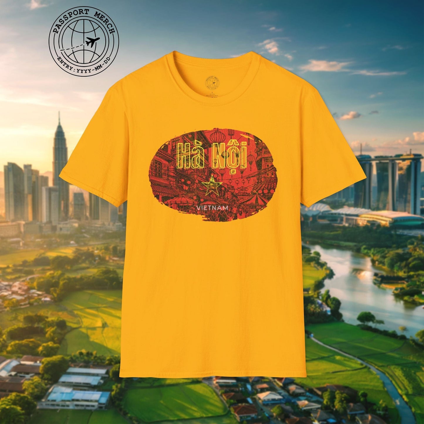 Hanoi Vietnam Vintage Streets Flag T-Shirt
