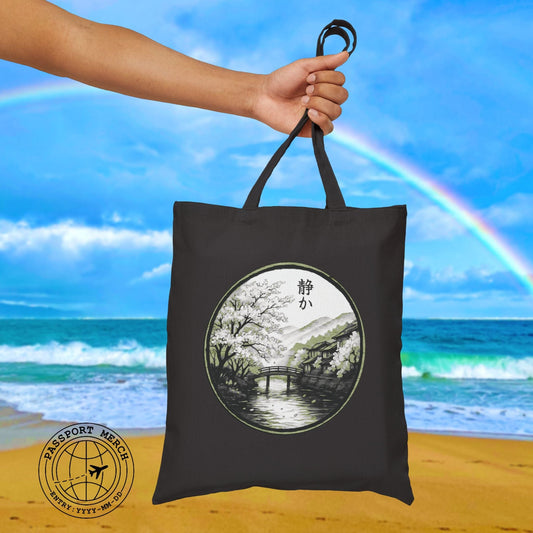 Monochrome Shizuka (Tranquil), Japan Tote Bag