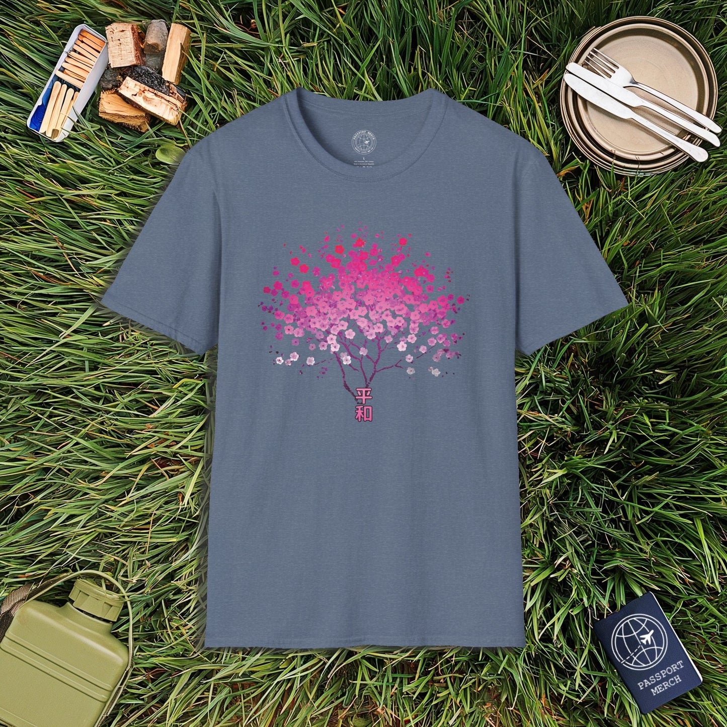 Cherry Blossoms Growing from Peace Japan T-Shirt