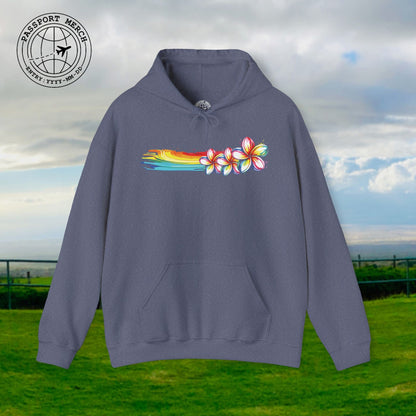 Neon Art Plumeria Rainbow, Hawaii Hoodie