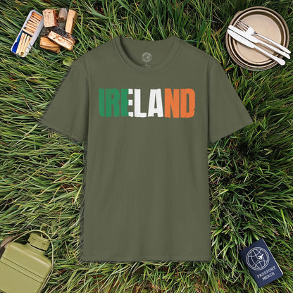 Vintage Ireland Patriotism Letter Flag T-Shirt