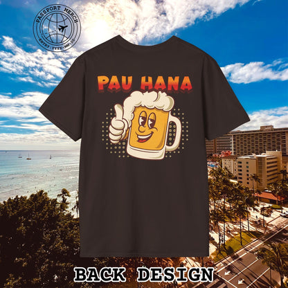 Pau Hana Beer, Hawaii, Back Print T-Shirt