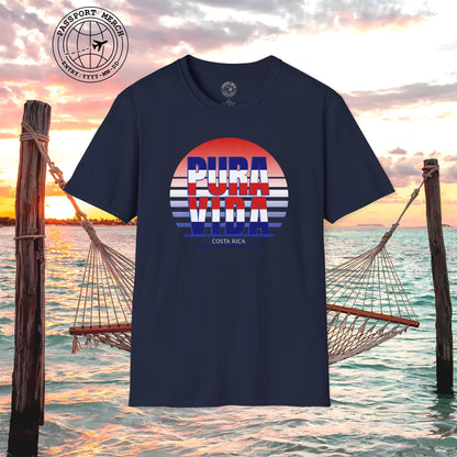 Pura Vida Patriotism Costa Rica Letter Flag T-Shirt