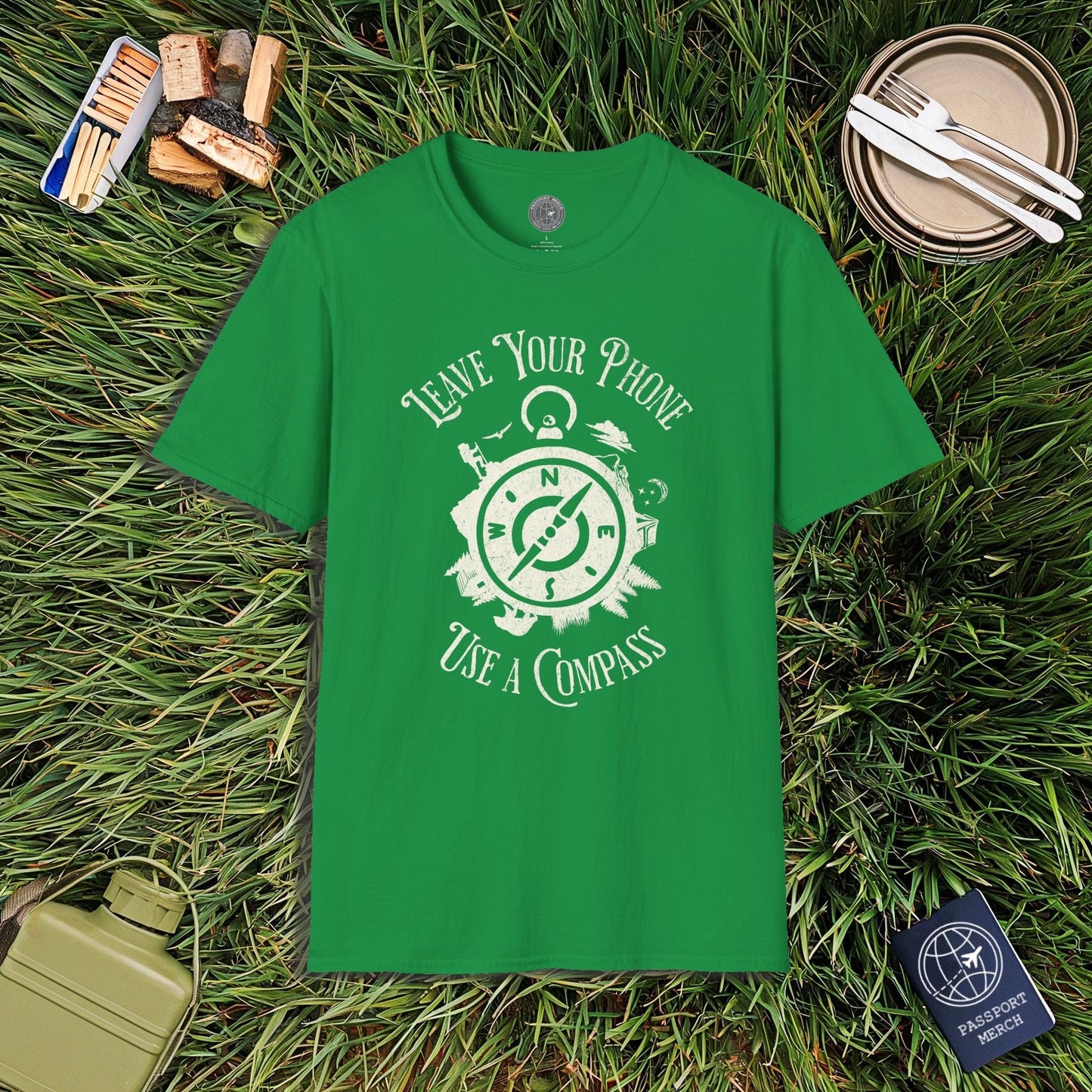 Leave Your Phone Use a Compass Camping Hiking T-Shirt