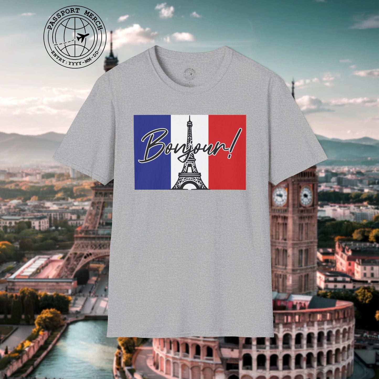 Bonjour Eiffel Tower Paris France T-Shirt
