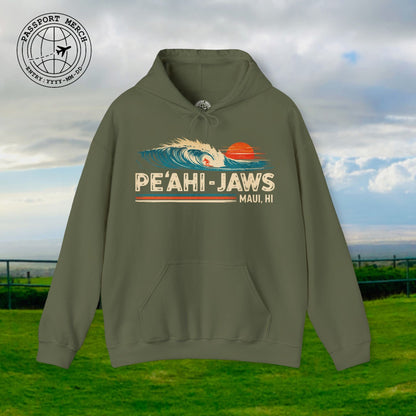 Peahi Jaws, Maui, Hawaii - Vibrant Surf Retro Hoodie
