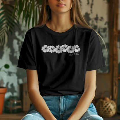 Live Aloha Monochrome Hibiscus, Hawaii T-Shirt