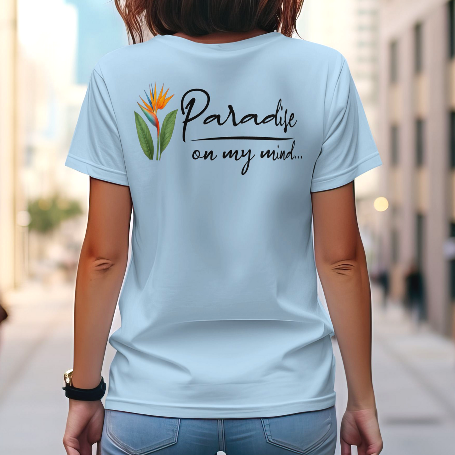 Paradise on My Mind, Hawaii, Back Print T-Shirt