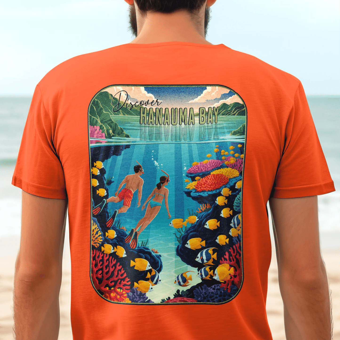Discover Hanauma Bay, Hawaii, Back Print T-Shirt