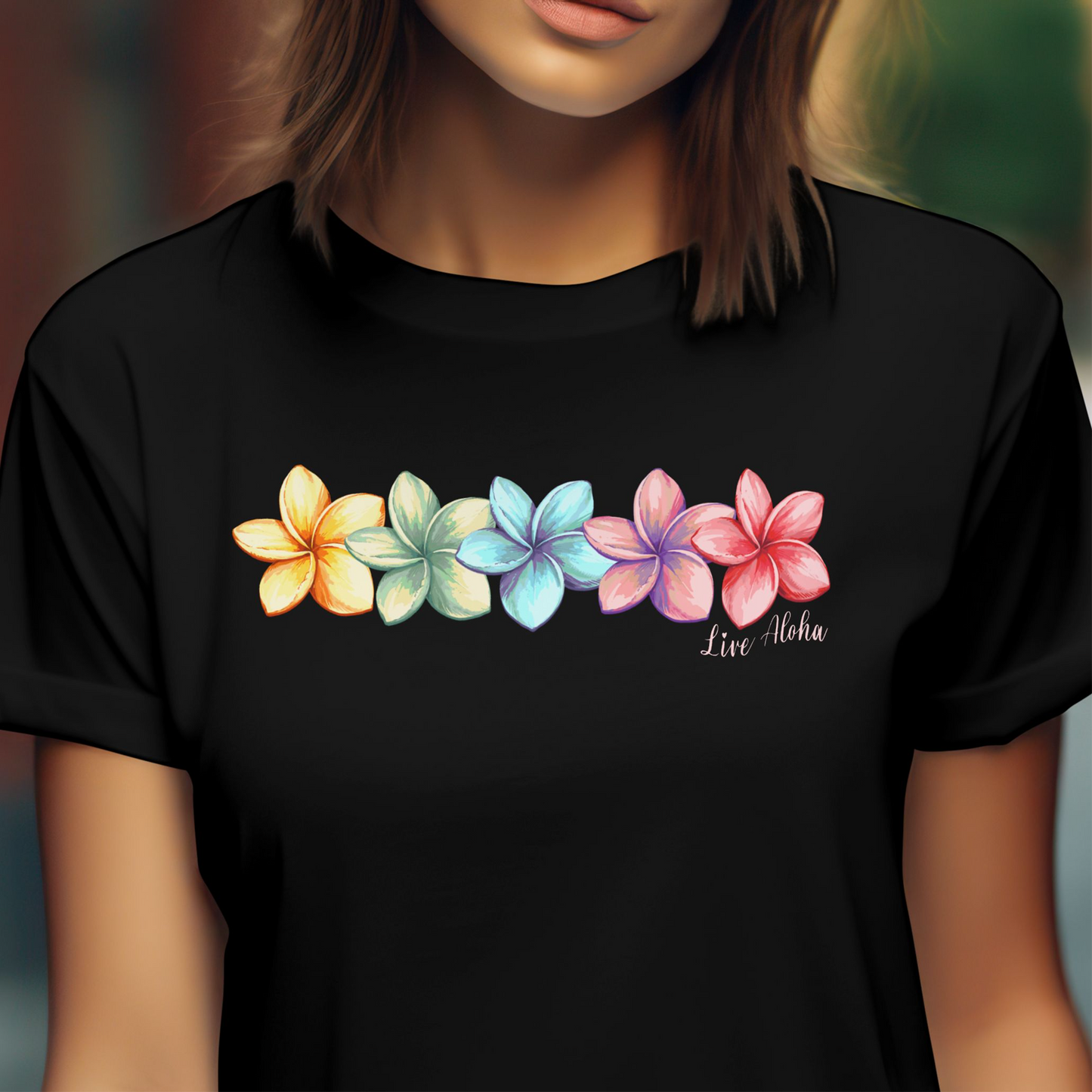 Five Vibrant Plumerias, Hawaii T-Shirt