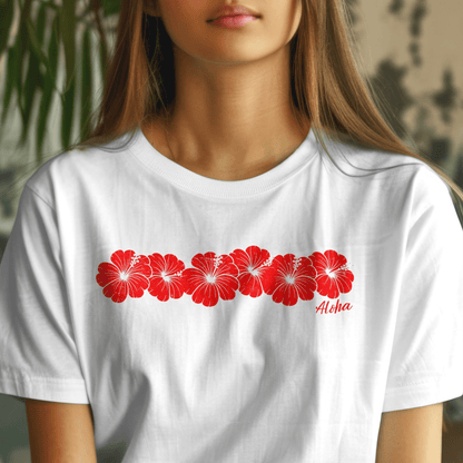 RED Monochrome Hibiscus, Hawaii T-Shirt