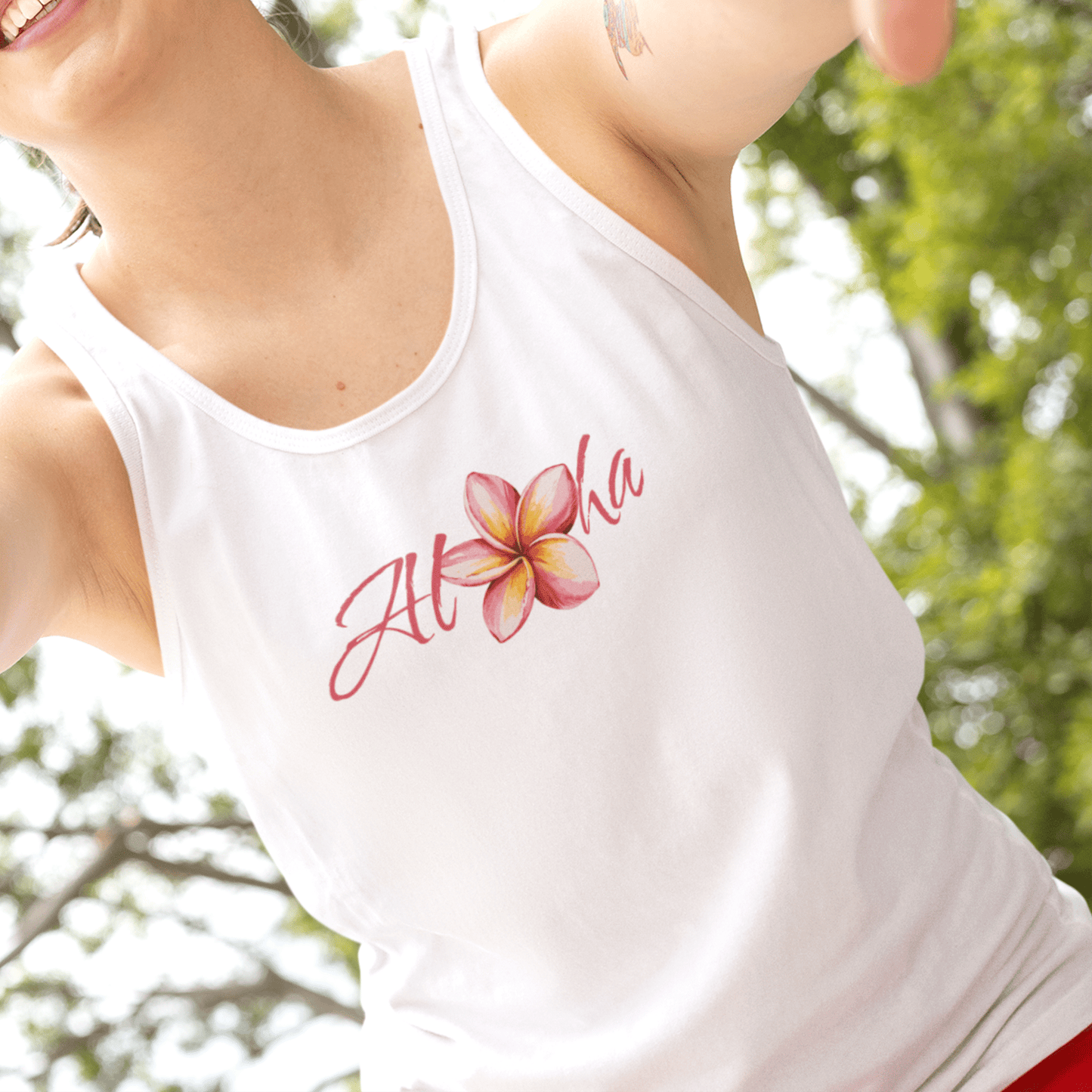 Aloha Watercolor Plumeria, Hawaii Tank Top