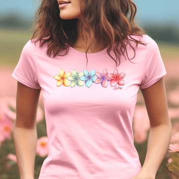 Five Vibrant Plumerias, Hawaii, Womens Fit T-Shirt