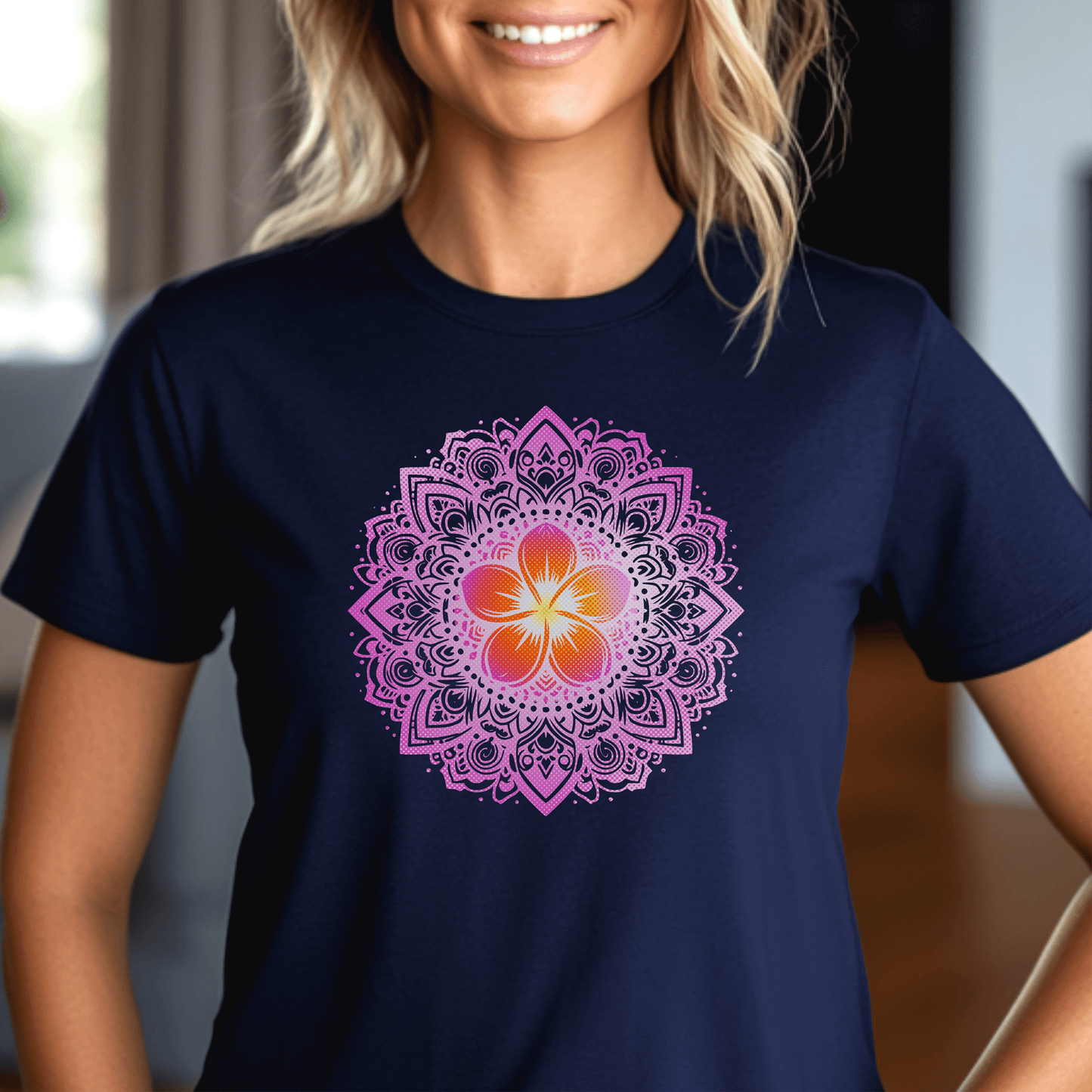 Hawaiian Plumeria Mandala, Womens Fit T-Shirt
