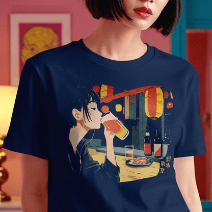 Woman Drinking in Shibuya, Tokyo, Japan T-Shirt