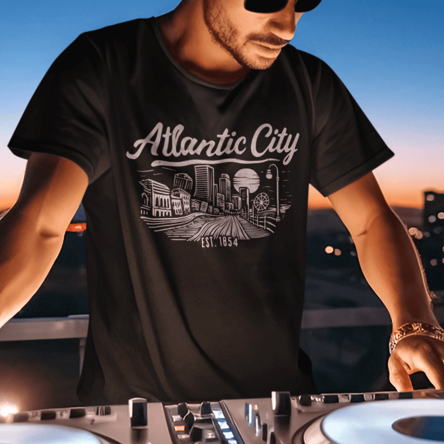 Vintage Atlantic City Monochrome, New Jersey T-Shirt