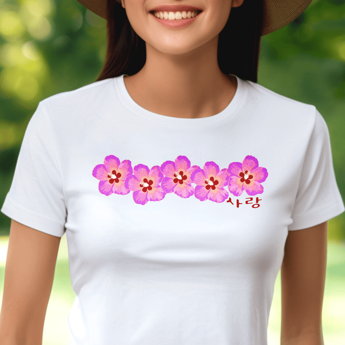 Five Pink Mugunghwa, Korea, Womens Fit T-Shirt