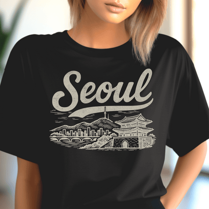 Monochrome Dreams of Seoul Korea T-Shirt