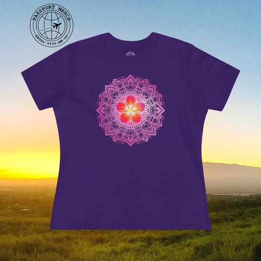 Hawaiian Plumeria Mandala, Womens Fit T-Shirt